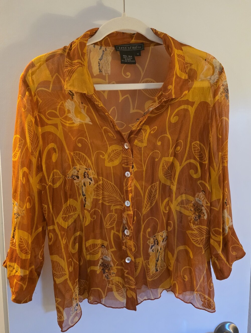 Lightweight silk button up blouse